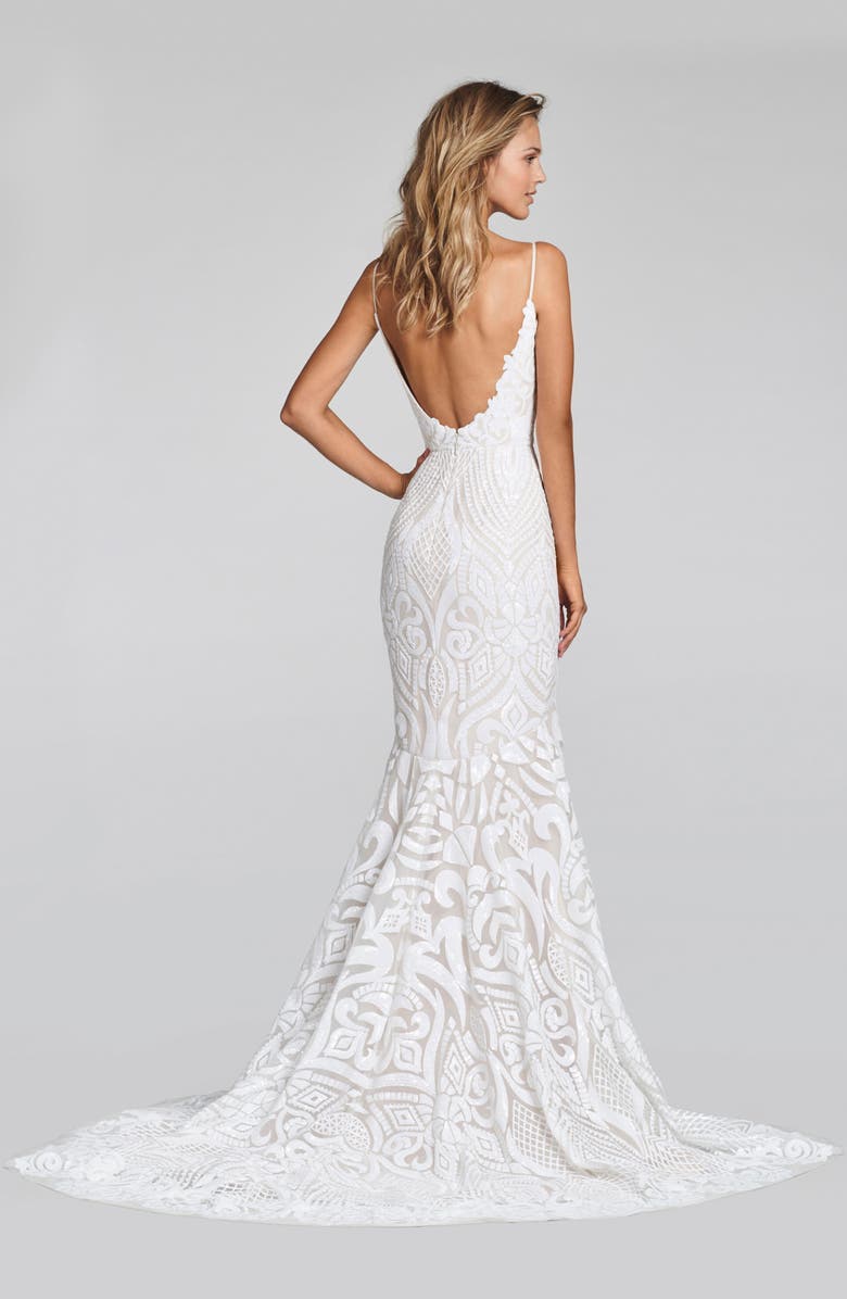 Blush by Hayley Paige West Embellished Trumpet Gown, Alternate, color, 