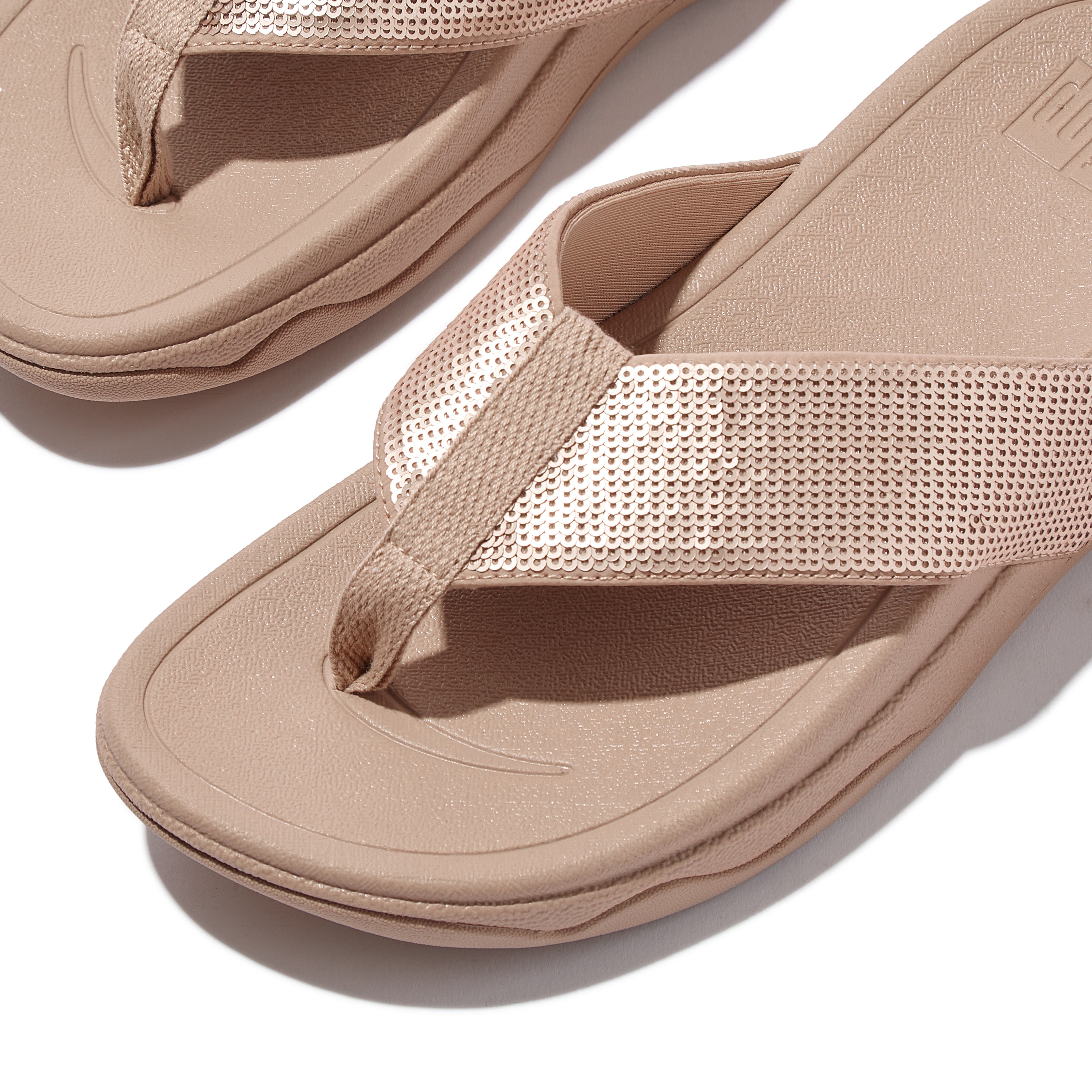 Surfa Sequin toe-post sandals, Alternate, color, Classic Beige