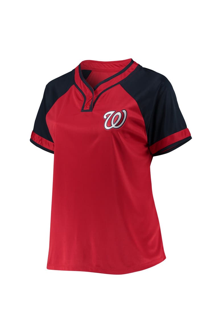 Women's Red Washington Nationals Plus Size Raglan T-Shirt, Alternate, color, Red