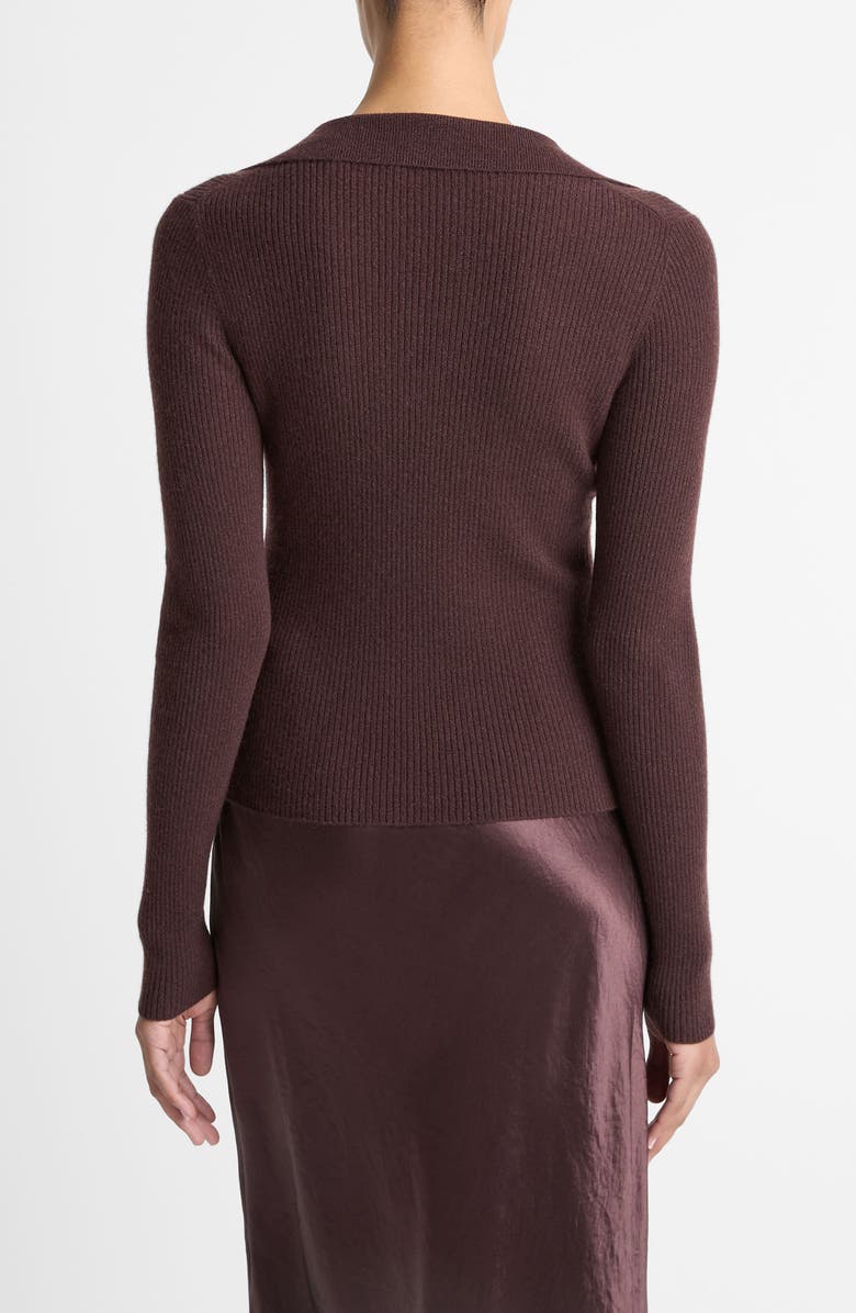 Vince Rib Cashmere & Silk Polo Sweater, Alternate, color, Fig