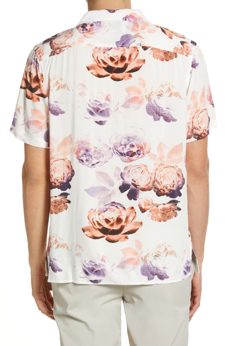 Open Edit Men's Floral Short Sleeve Button-Up Camp Shirt, Alternate, color,