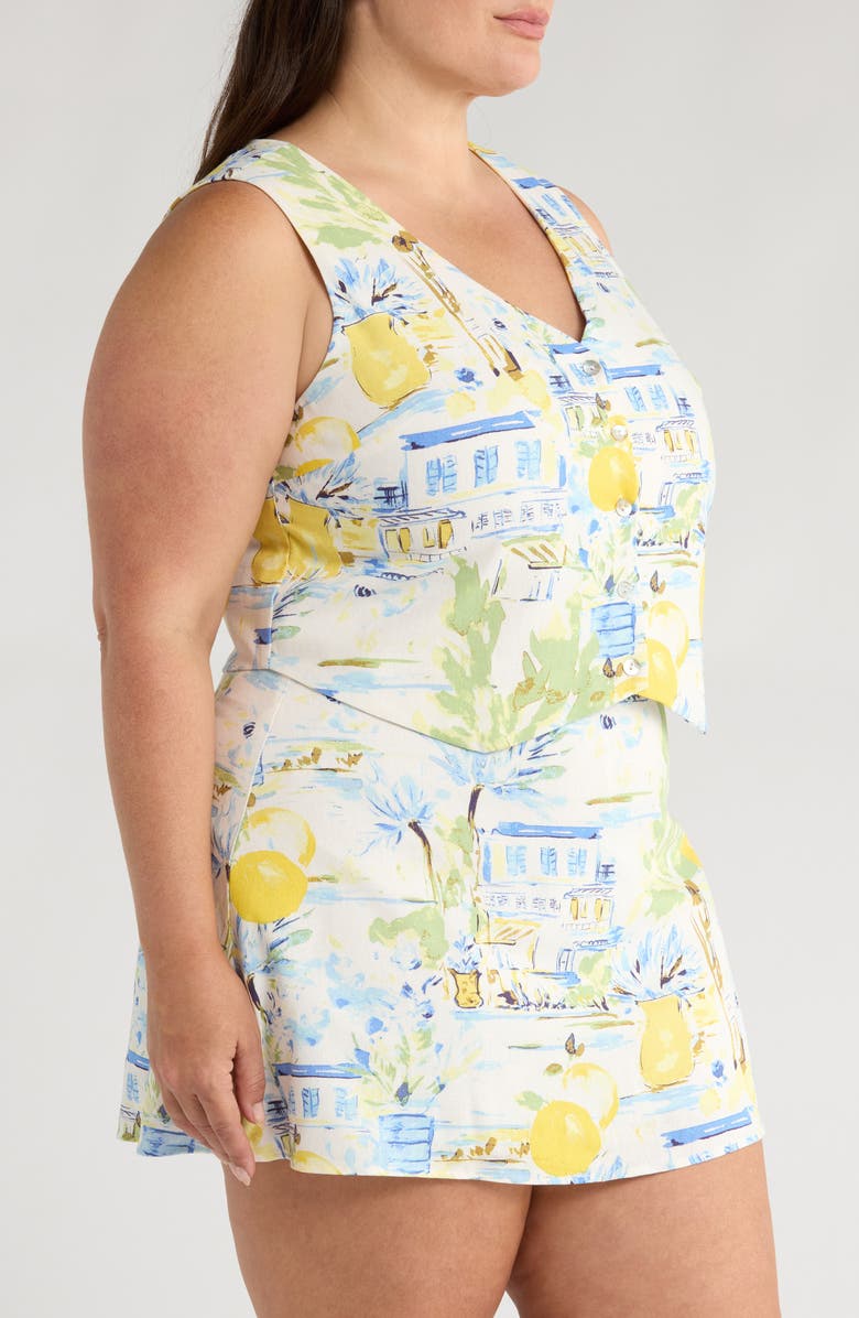 SUGARLIPS Kayri Print Vest, Alternate, color, Ivory/ Blue