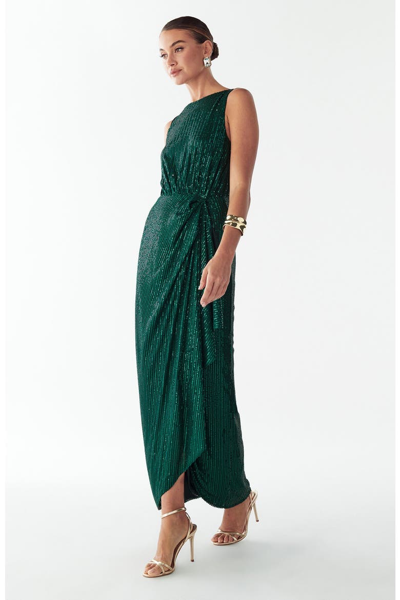 Dewan Maxi Dress, Alternate, color, Emerald Sequin