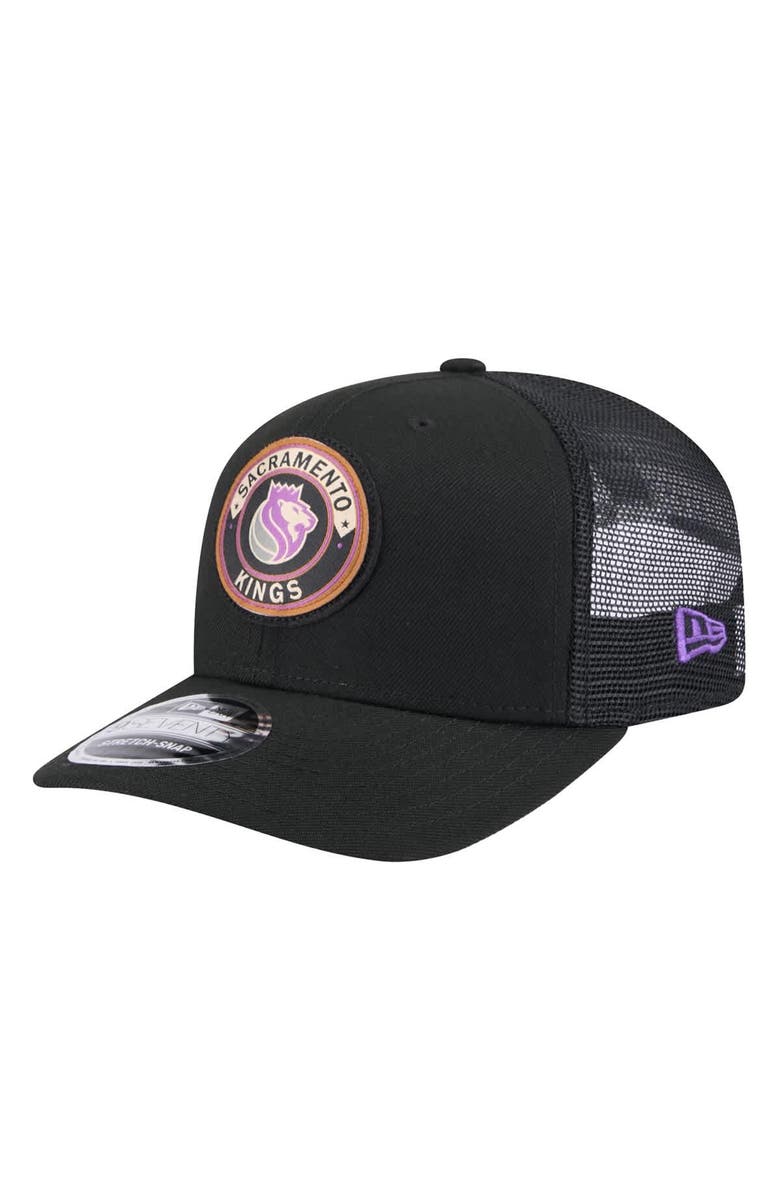New Era Men's New Era Black Sacramento Kings Victory Grove Circle Patch 9SEVENTY Adjustable Hat, Main, color,