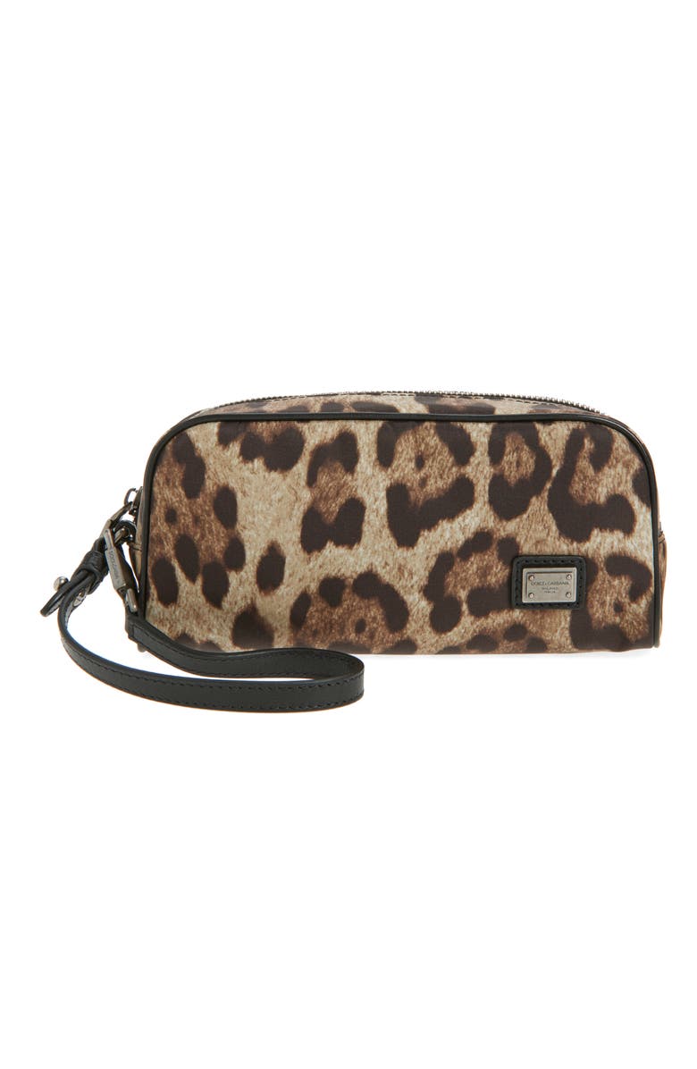 Dolce&Gabbana Leopard Print Dopp Bag, Main, color, Leo New