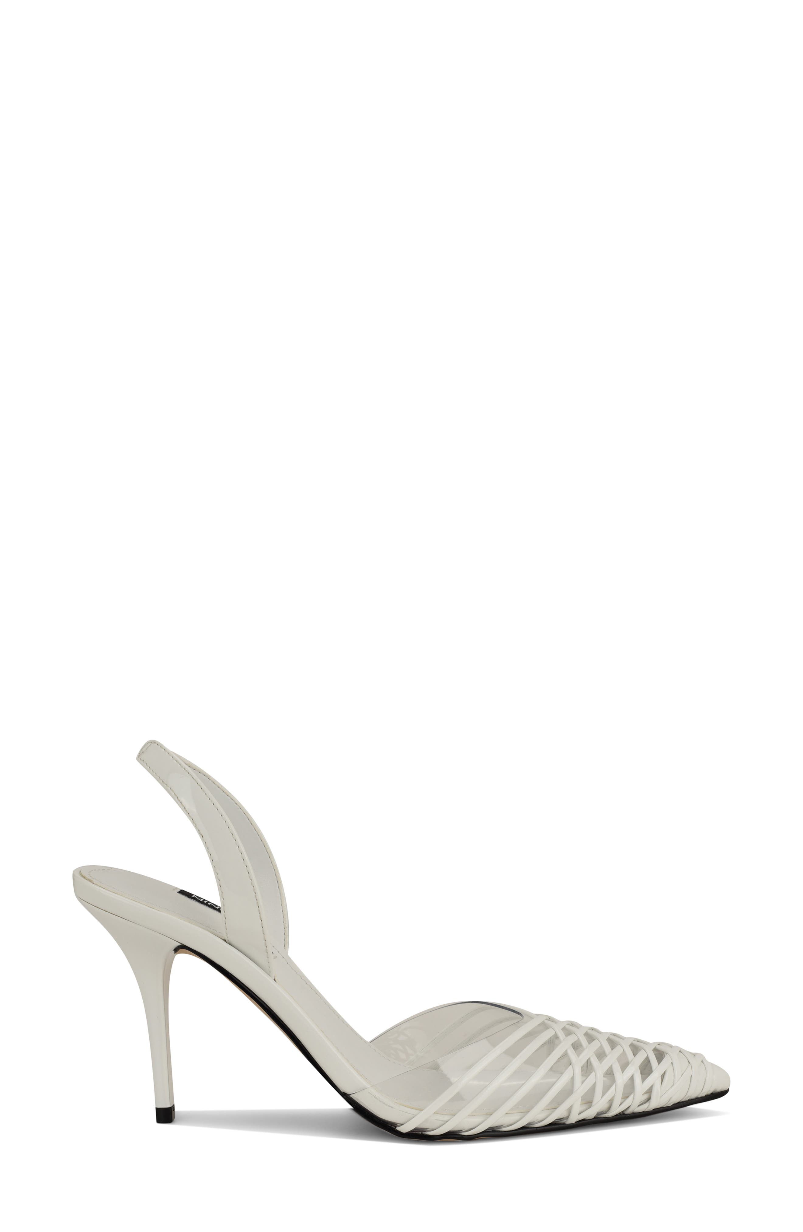 Pemma Slingback Pointed Cap Toe Pump, Alternate, color, WHITE
