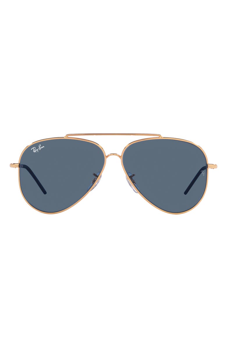 Ray-Ban Reverse 62mm Oversize Aviator Sunglasses, Alternate, color, Dark Blue