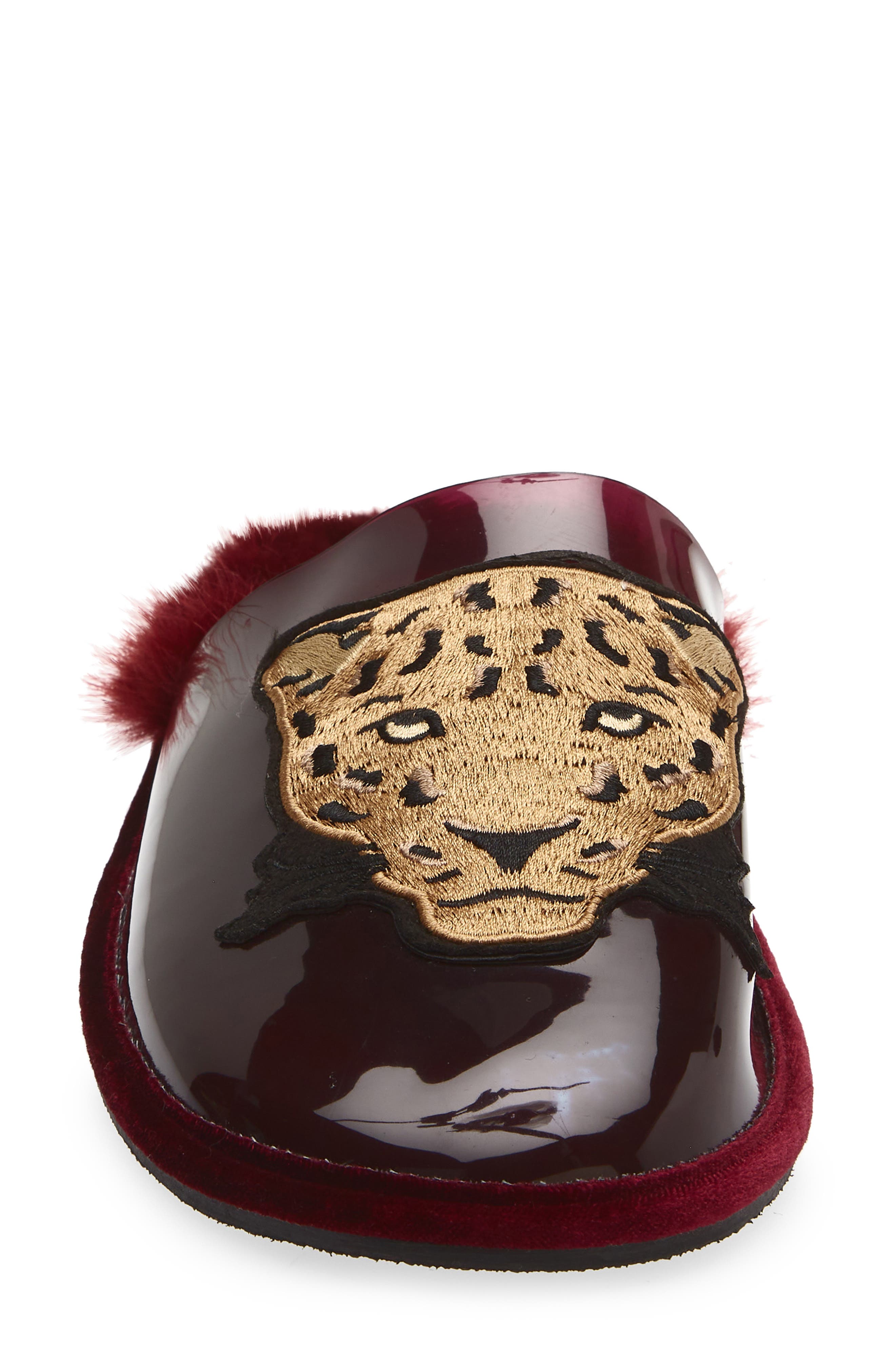 Crystal Leopard Slipper, Alternate, color, MERLOT