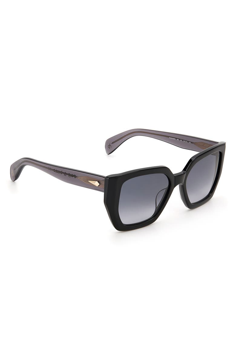 rag & bone 54mm Rectangular Sunglasses, Alternate, color, Black / Grey Shaded