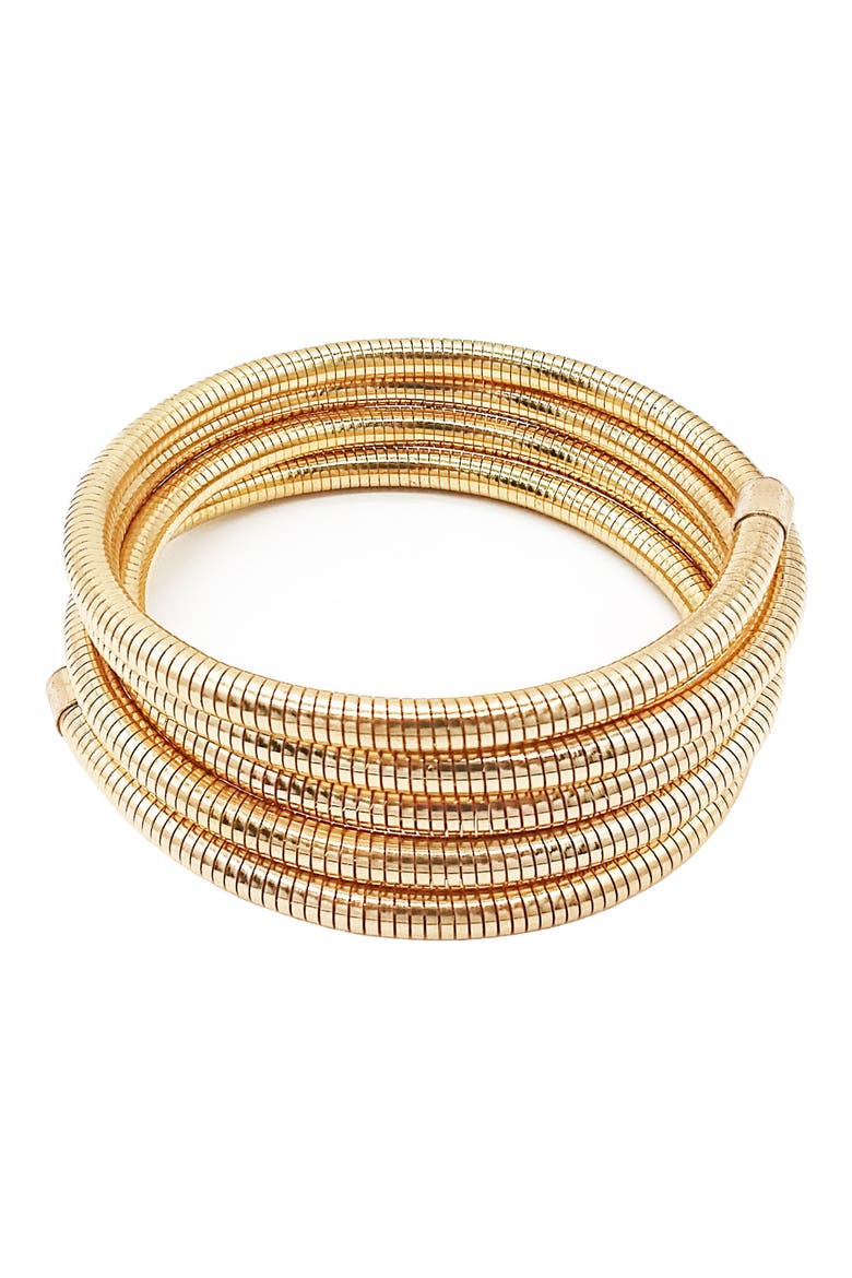 Flexible Coil Stack Bracelet, Main, color, GOLD