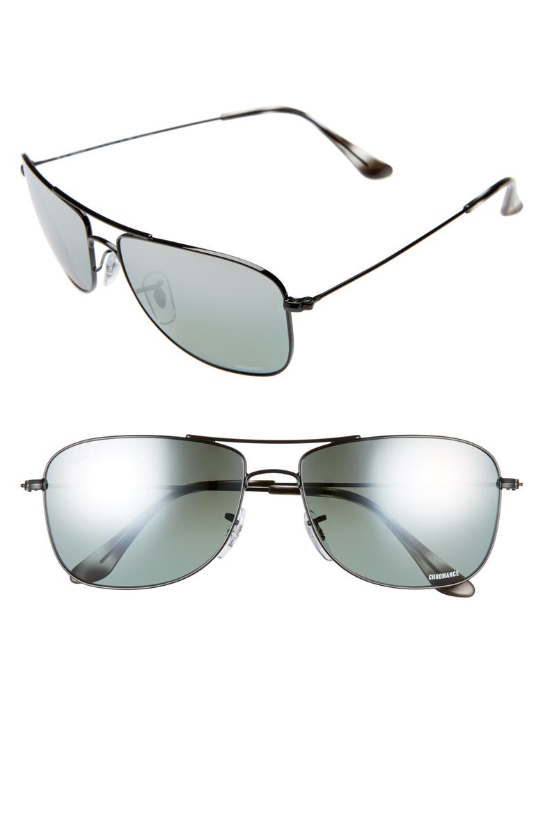 Tech 59mm Polarized Sunglasses, Main, color, BLACK GRADIENT MIRROR