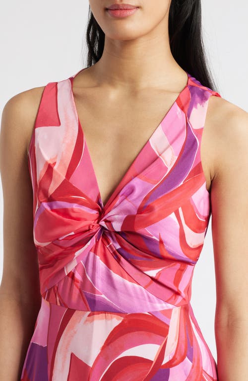 Eliza J Twist Front Sleeveless Evening Dress In Fuchsia