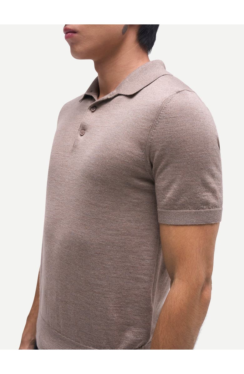 Gobi Cashmere Men Classic Polo Shirt with Short Sleeve, Alternate, color, Timber Wolf