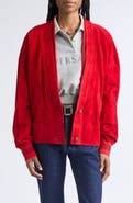 Versace Lambskin Suede V-Neck Blouson Jacket