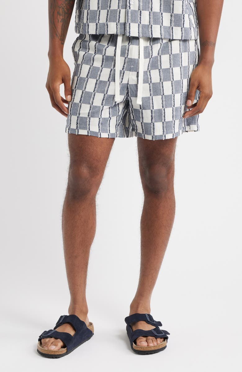 RIZORT Andrew Check Cotton Shorts, Main, color, Navy