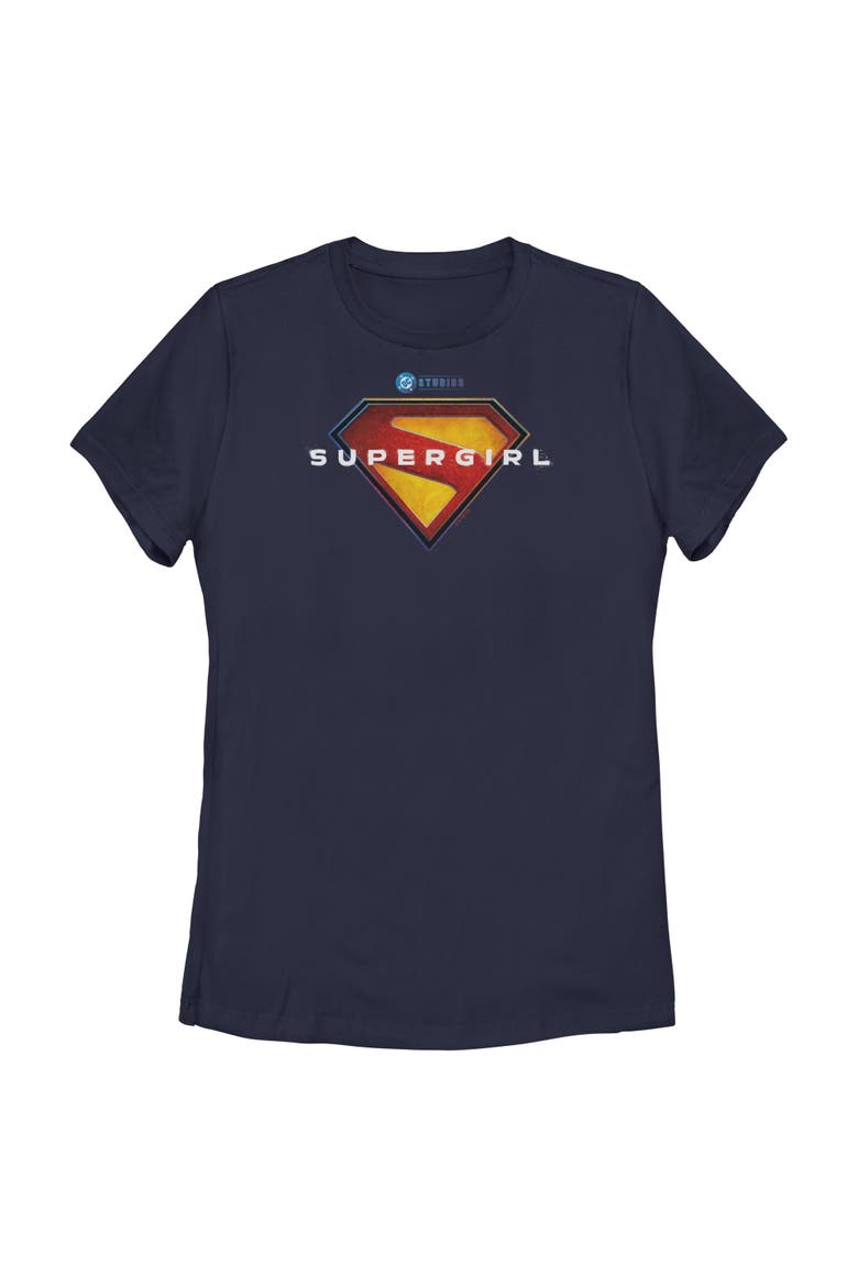 Womens Supergirl Official Shield Logo T Shirt, Main, color, Navy Blue