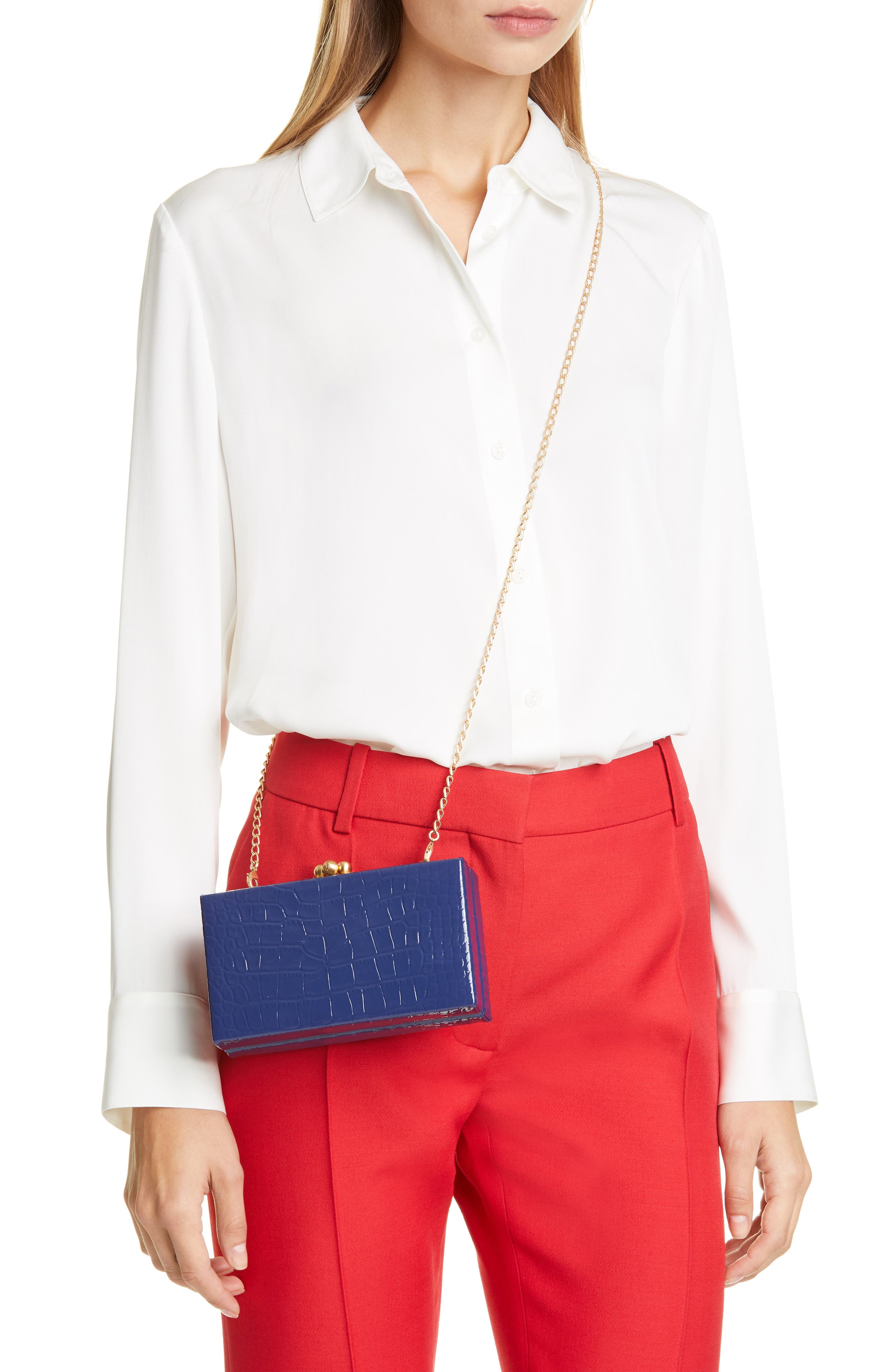 Edie Parker Jean Embossed Leather Box Clutch, Alternate, color, 