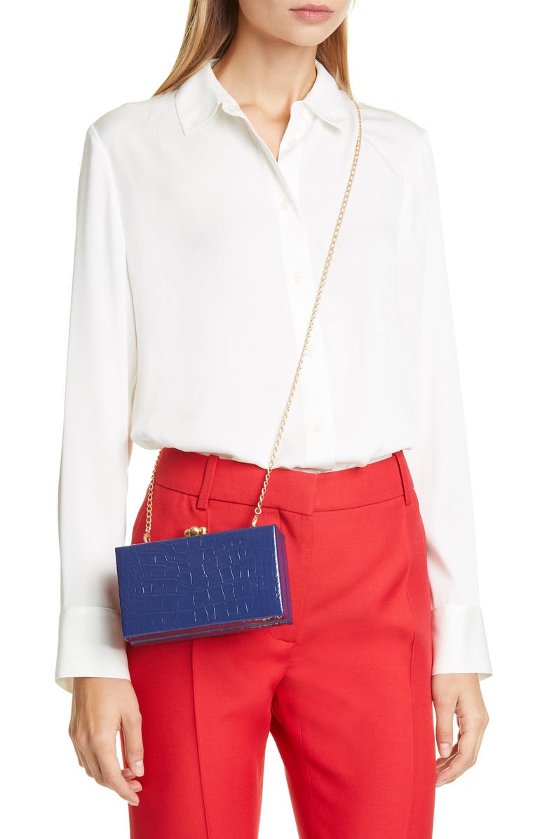 Edie Parker Jean Embossed Leather Box Clutch, Alternate, color,