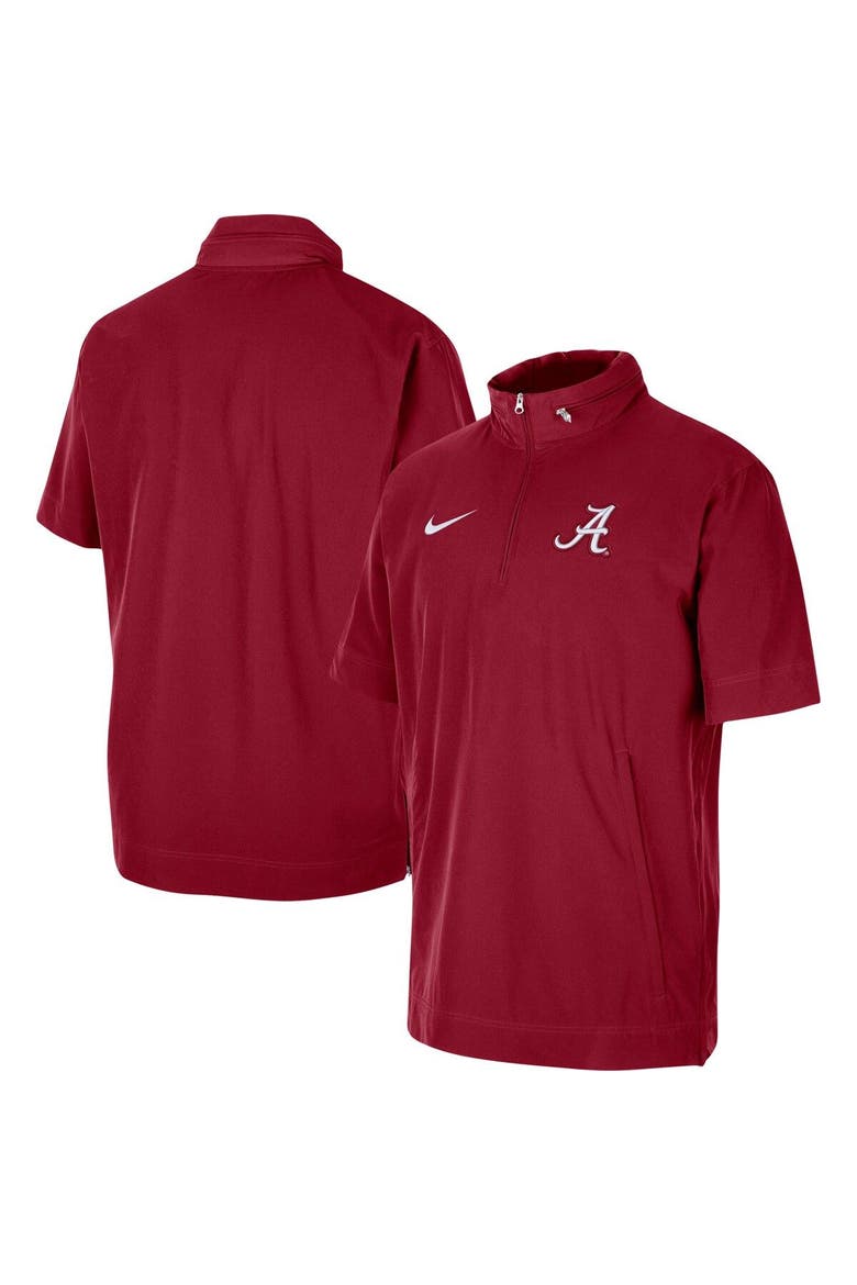 Men's Nike Crimson Alabama Crimson Tide Coaches Half-Zip Short Sleeve Jacket, Main, color, Crimson