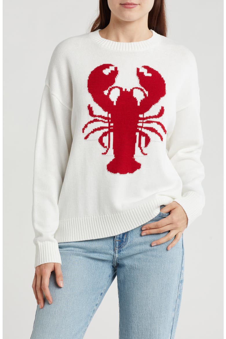 Lobster Pullover Sweater, Main, color, WHITE