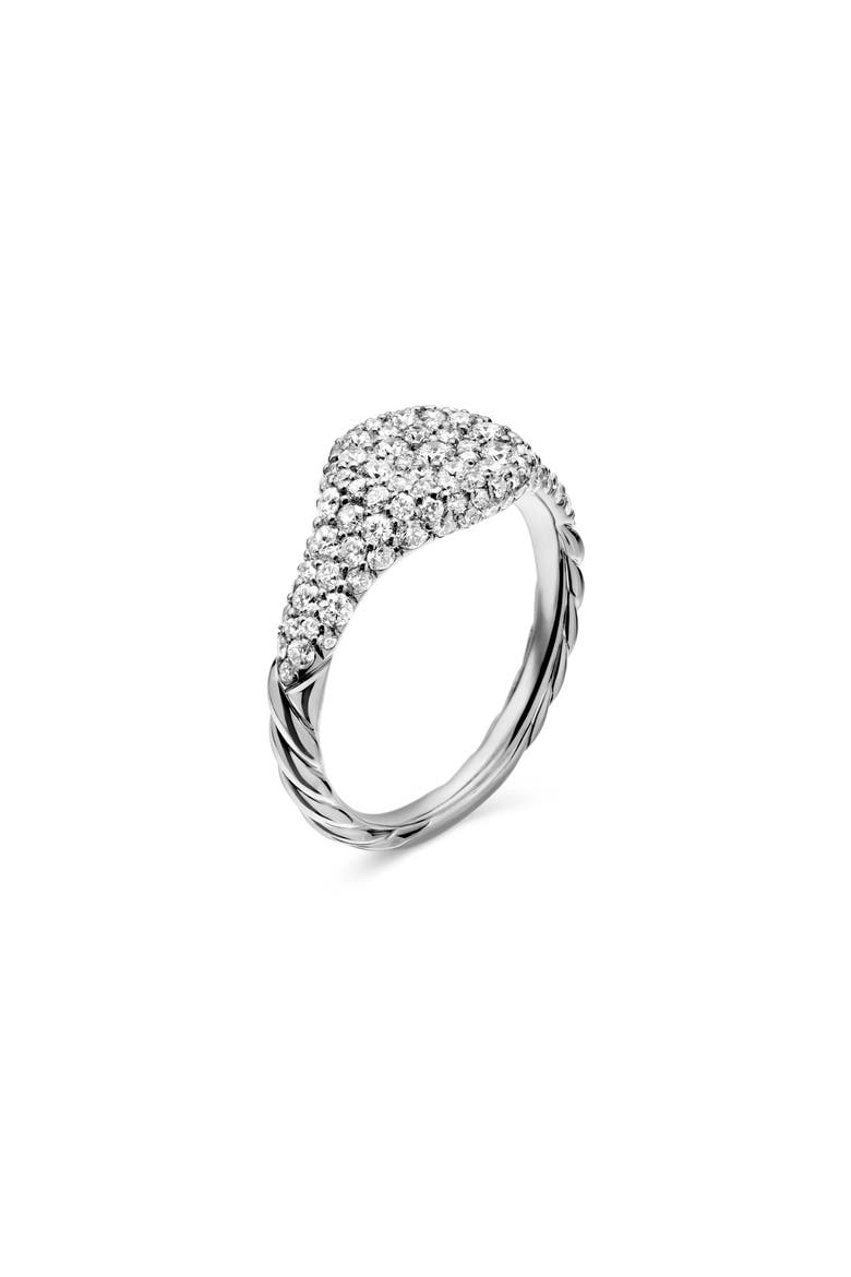 Petite Pavé Pinky Ring in 18K Gold, Alternate, color, 18K WHITE GOLD