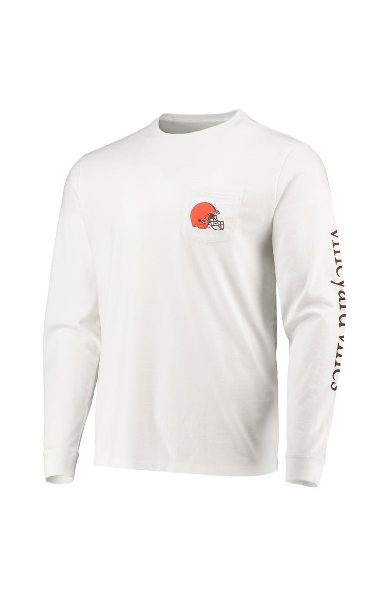 vineyard vines Men's Vineyard Vines White Cleveland Browns Whale Helmet Long Sleeve T-Shirt, Alternate, color, 