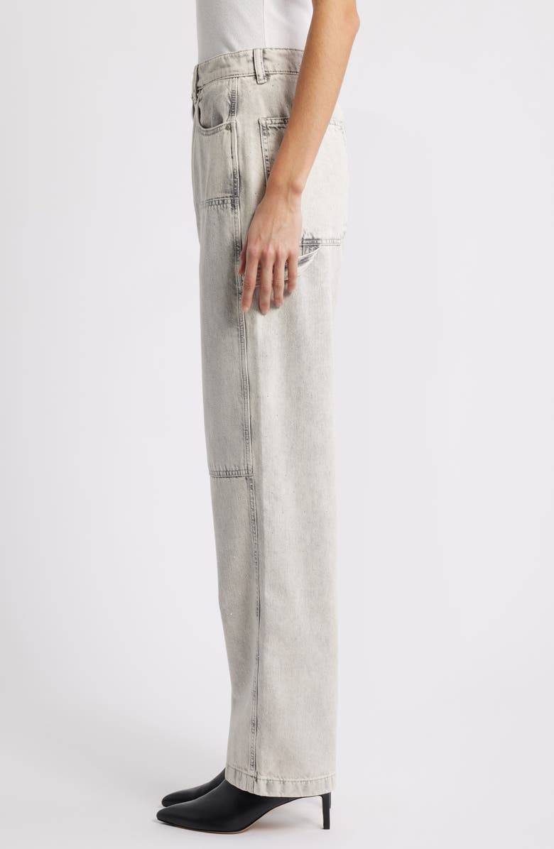 AllSaints Mia Crystal Carpenter Jeans, Alternate, color, Snow Grey