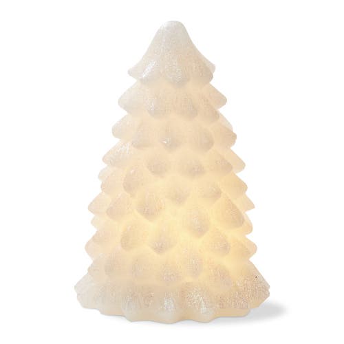 Tag Snowy Pine Tree Led Flameless Candle In White