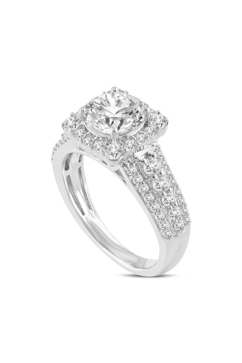 Sienna 14K White Gold Round Cut Lab Grown Diamond Halo Engagement Ring - 2.5 Ct, Main, color, 14K White Gold