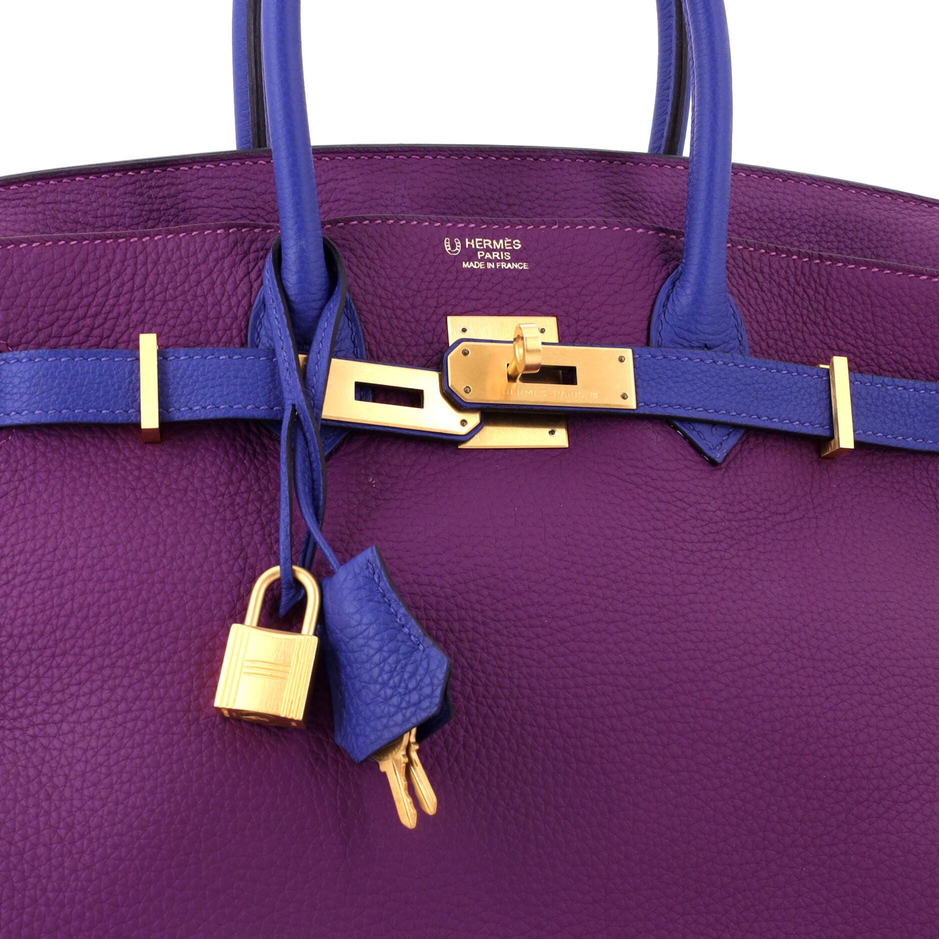 Birkin Handbag Bicolor Togo with Brushed Gold Hardware 30, Alternate, color, Purple