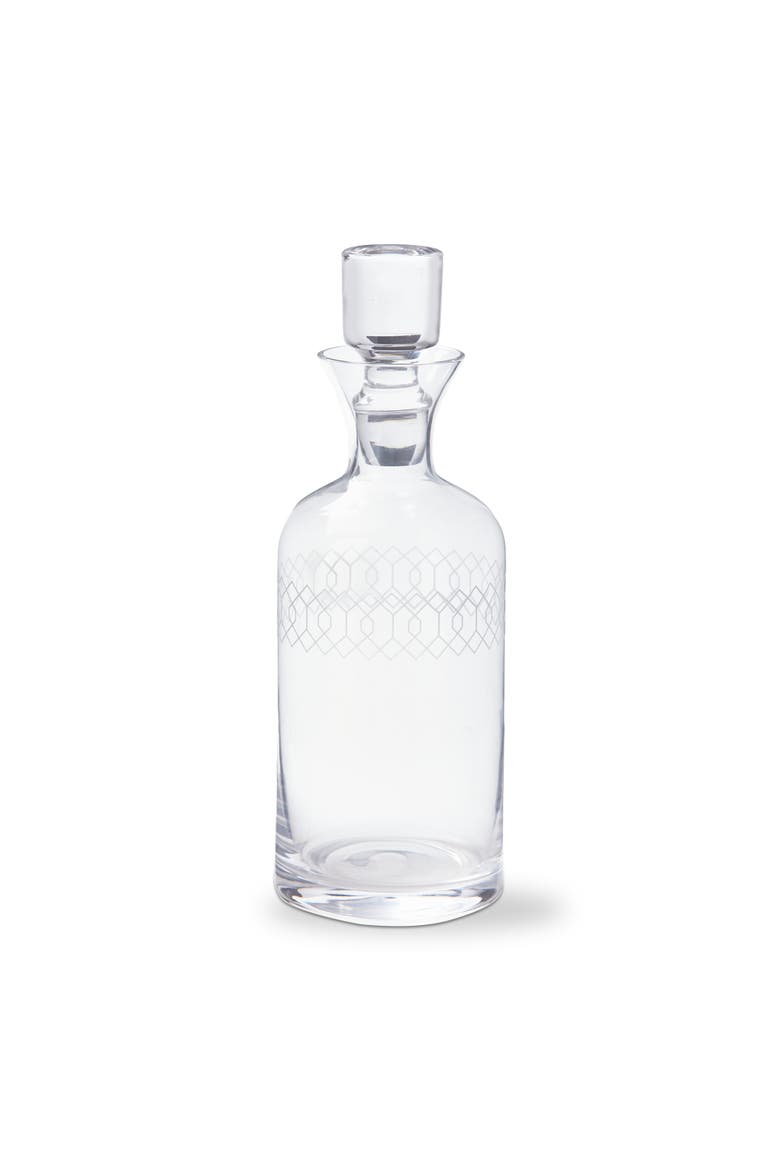Fitz Etched Clear Glass Decanter Bar Pitcher 40 oz 4x4x11.5 in, Main, color, Clear