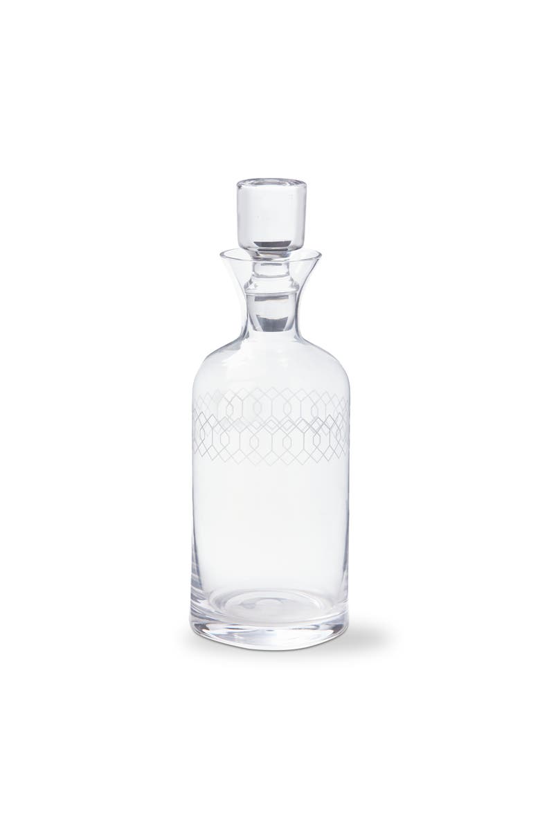 tag Fitz Etched Clear Glass Decanter Bar Pitcher 40 oz 4x4x11.5 in, Main, color, Clear