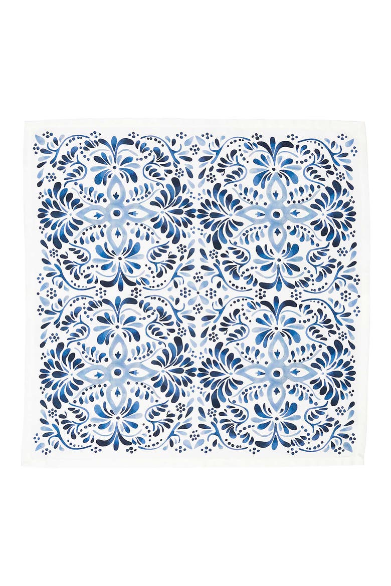 Iberian Set of 4 Cotton Sateen Napkins, Alternate, color, INDIGO
