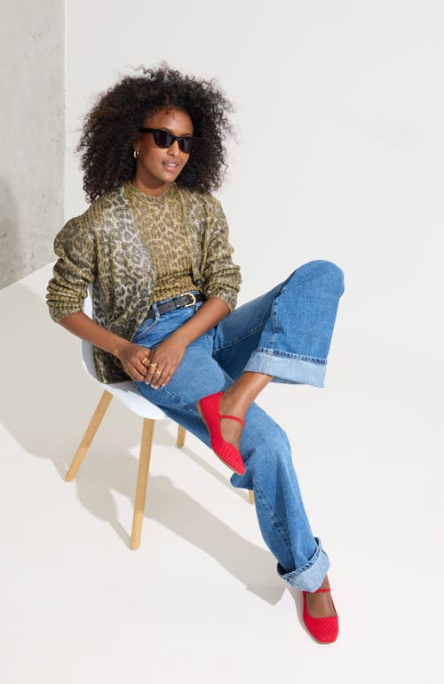 Rothys Rothy's The Max Square Mary Jane In Red Crisp Basketweave