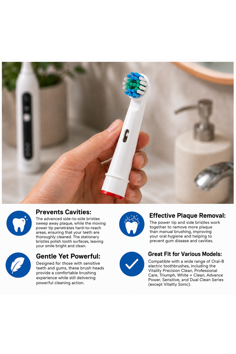ORAL B Compatible Brush Heads, Alternate, color, White