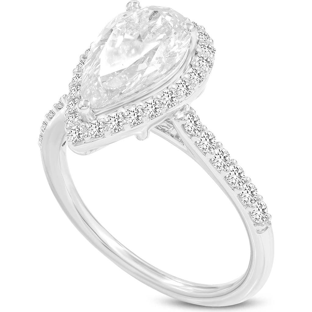 Luvmyjewelry Yasmin 14k White Gold Pear Lab Grown Diamond Halo Engagement Ring In 14k White Gold