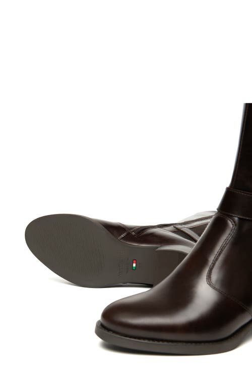 Nerogiardini Leather Stretch Buckle Knee Boots In Brown