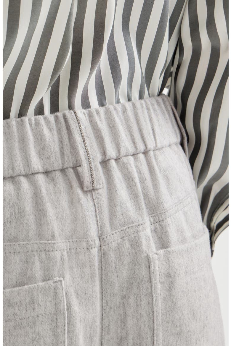 Wool flannel baggy trousers with monili, Alternate, color, Grey