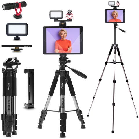 Tablet Vlogging Kit for iPad with Mic, Light, Full-Size Tripod