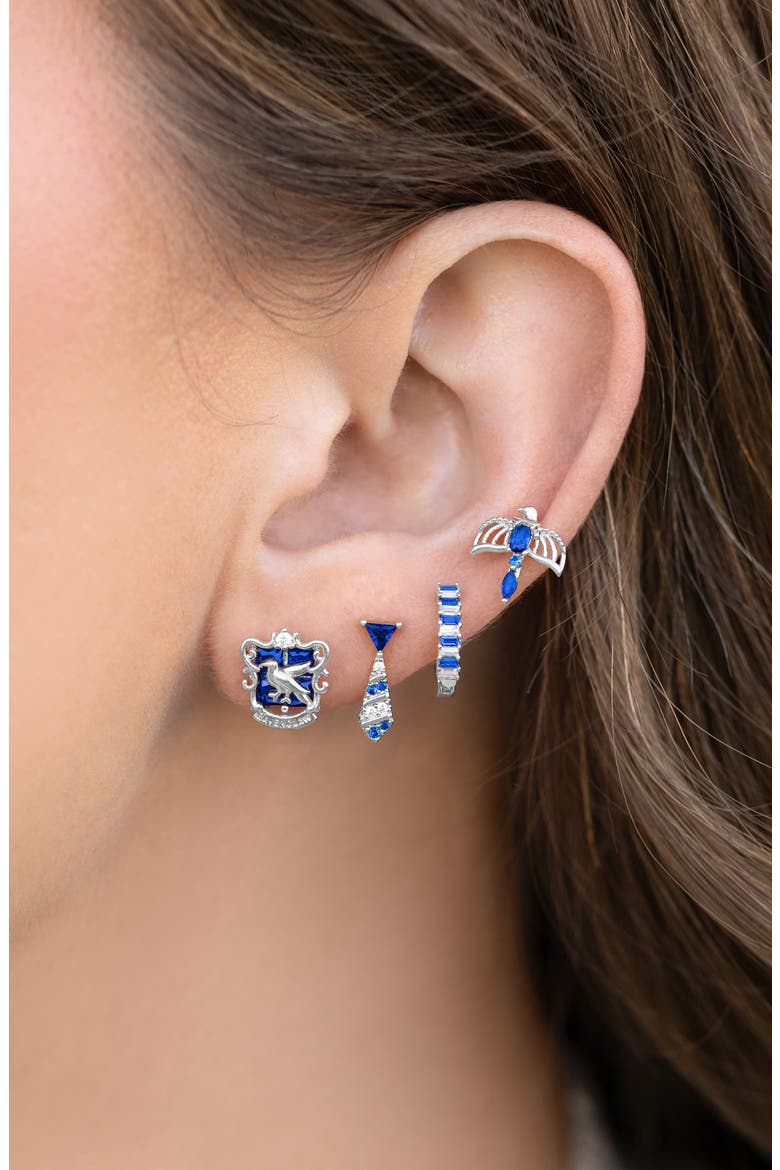 x Harry Potter Set of 4 Assorted Single Stud Earrings, Alternate, color, SILVER/ RAVENCLAW