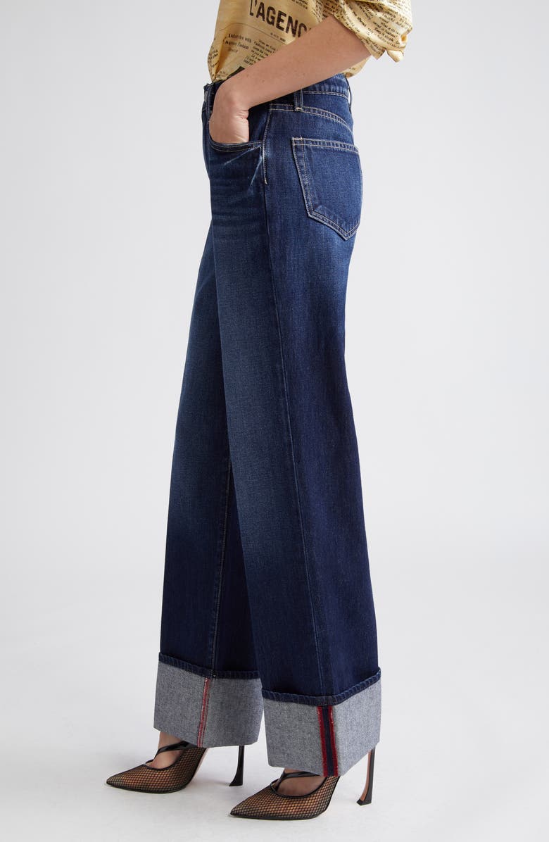 L'AGENCE Miley High Waist Cuff Wide Leg Jeans, Alternate, color, Denmark