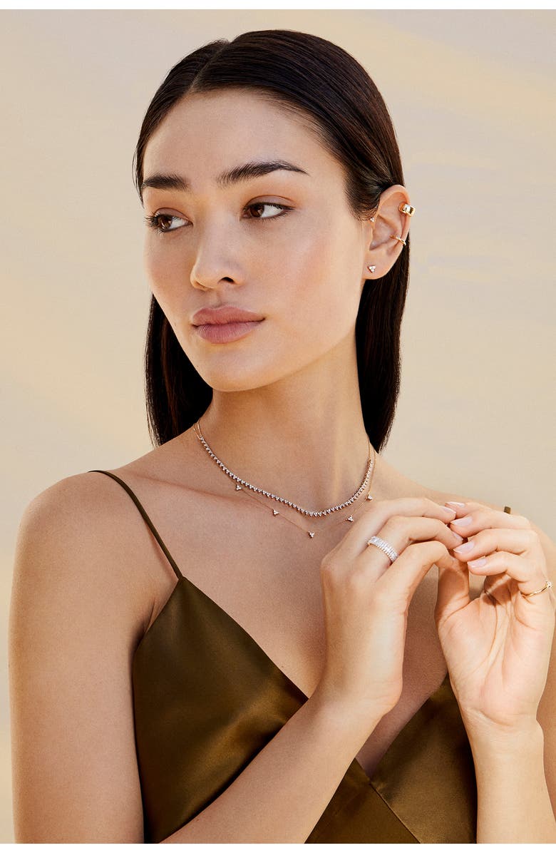 Adina Reyter Diamond Cluster Half Riviera Necklace, Alternate, color, Yellow Gold