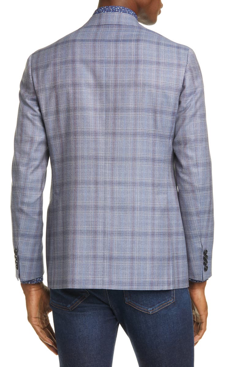 Canali Kei Trim Fit Plaid Wool Sport Coat, Alternate, color,