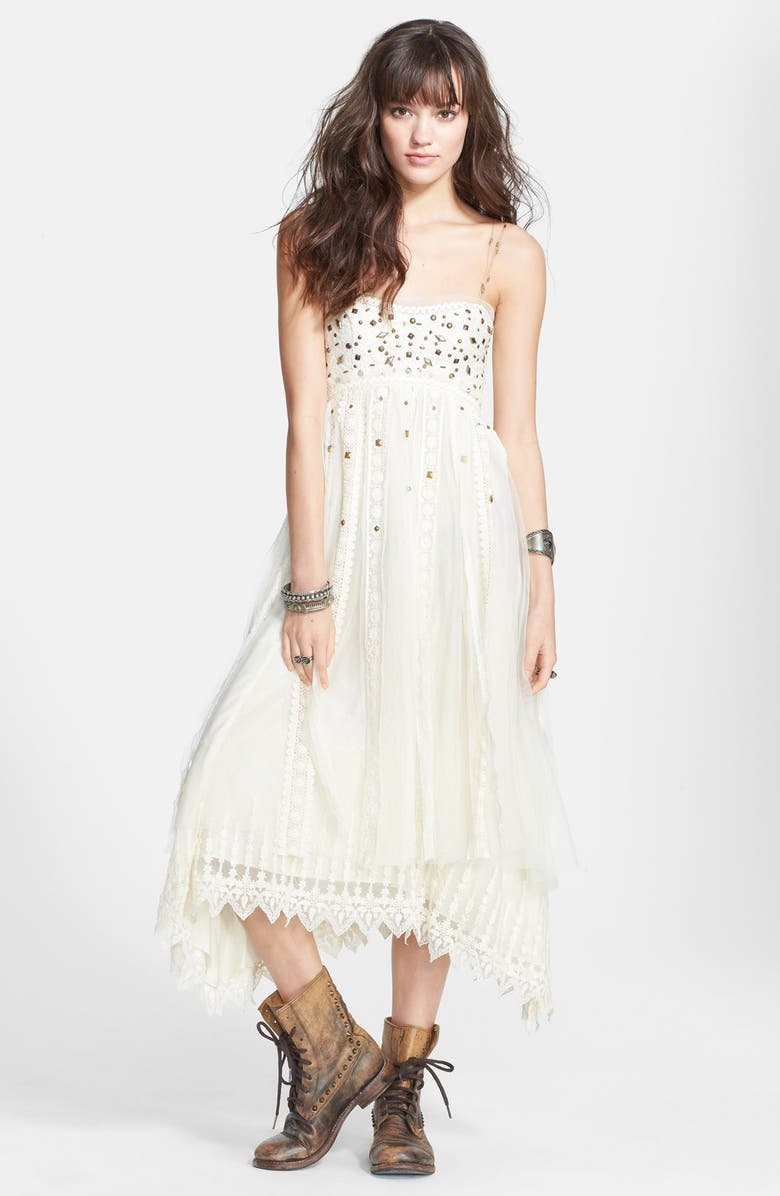 Free People Stud Lace Trim Midi Dress, Main, color, 