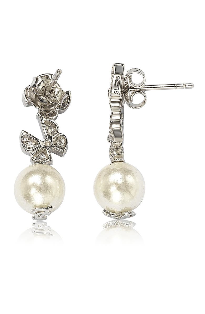 SUZY LEVIAN Pavé Cultured Freshwater Pearl Butterfly Shape Drop Earrings, Alternate, color, 