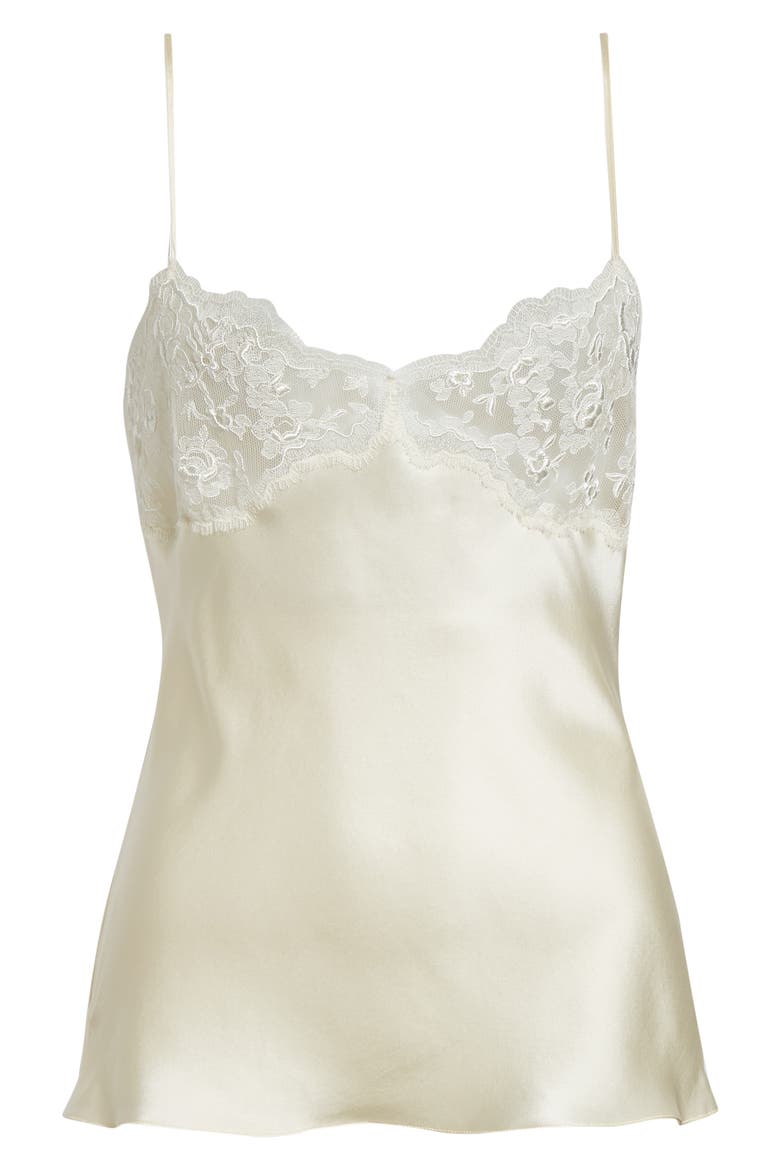 Lace Trim Silk Satin Camisole, Alternate, color, 112 EDEN WHITE