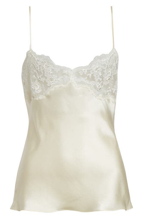 Lace Trim Silk Satin Camisole