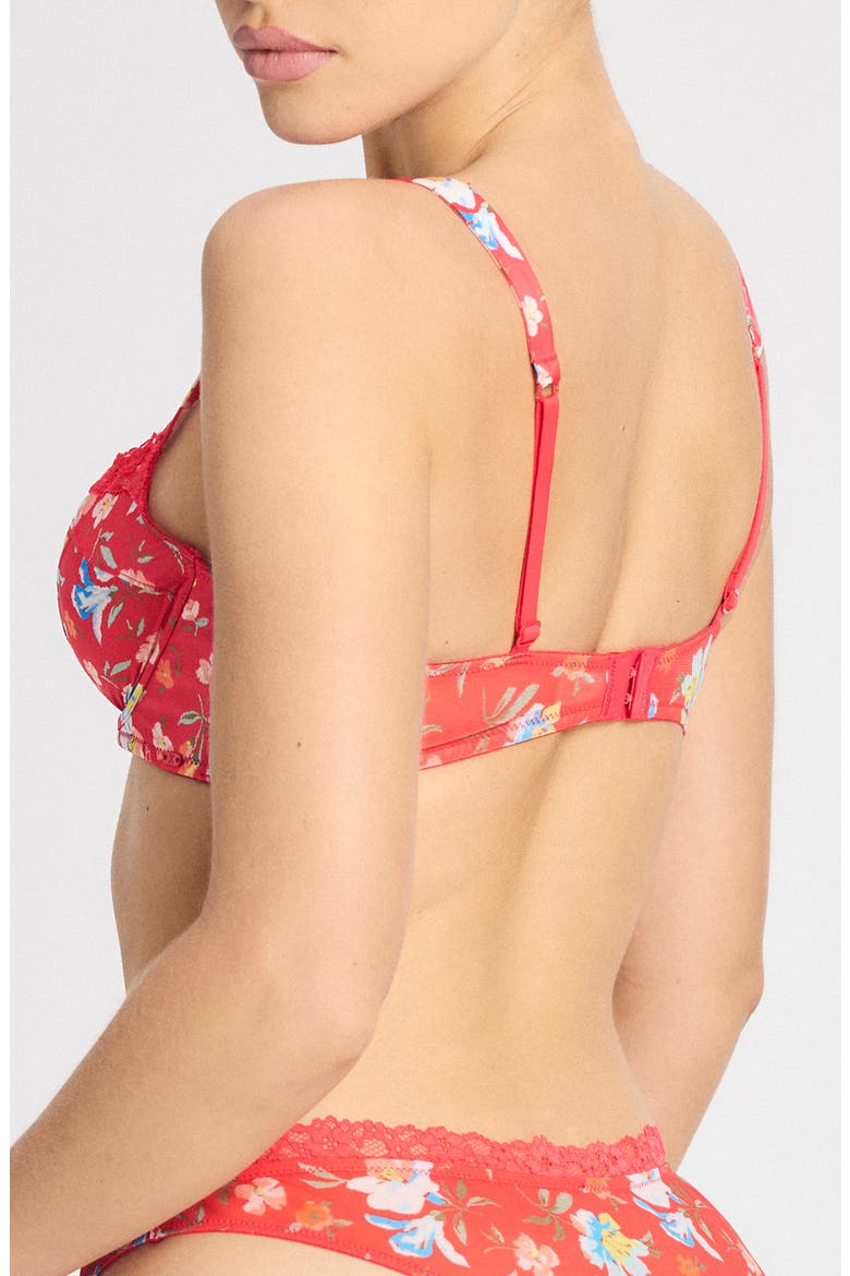 Monamour Unlined Low-Cut Balconette Bra, Alternate, color, FRUITJUICE RED PETAL POWER