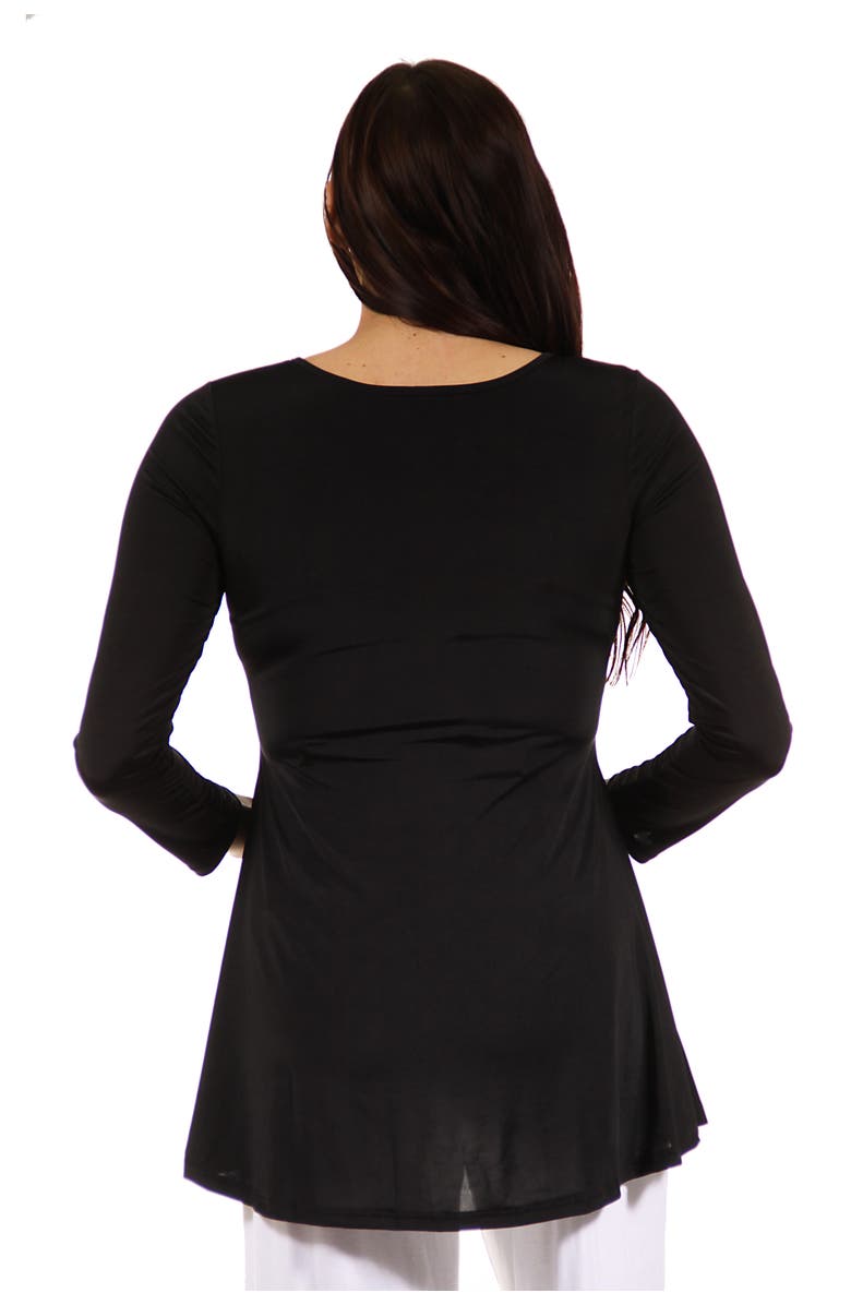 24seven Comfort Apparel Flared Long Sleeve Henley Maternity Top, Alternate, color, Black