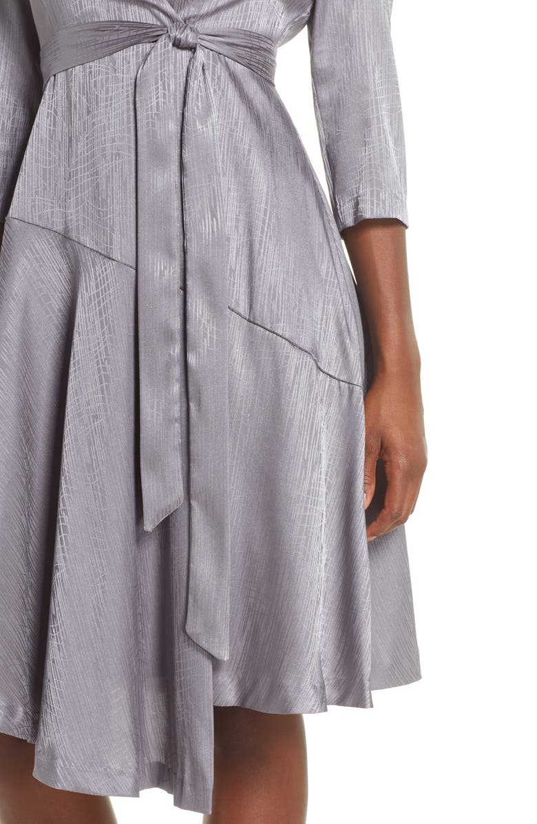 Maison Tara Jacquard Asymmetrical Faux Wrap Dress, Alternate, color, 